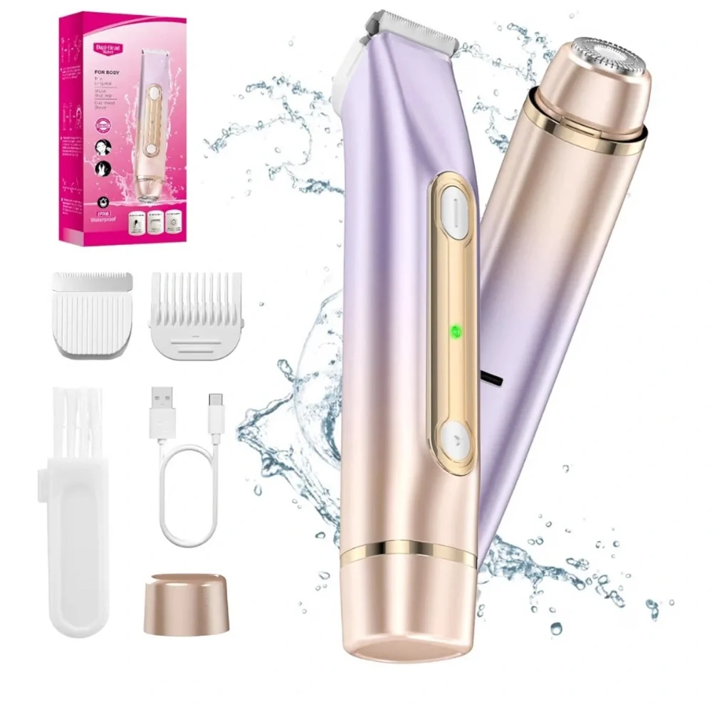 2-in-1 Bikini Trimmer for Women, Dual Head Electric Razor, IPX7 Waterproof - Picture 1 of 11